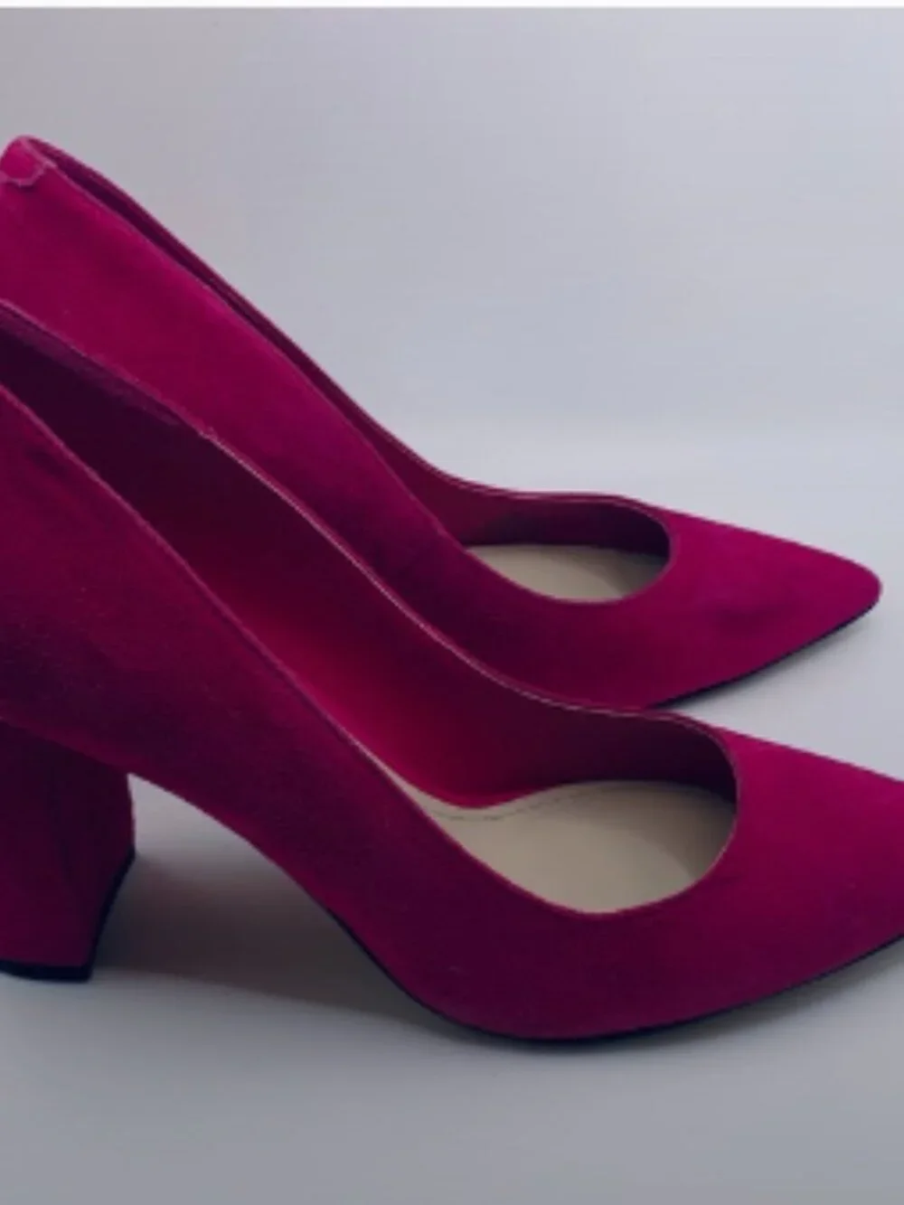 Marc Fisher Dark Pink Suede Block Heel Pointy Toe Pumps
